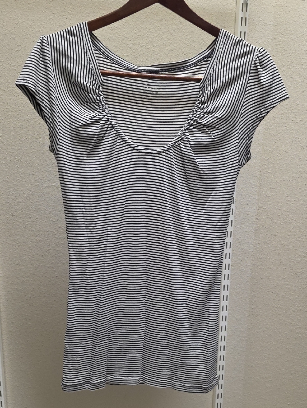 Express Black & White Striped Scoop Neck Tee